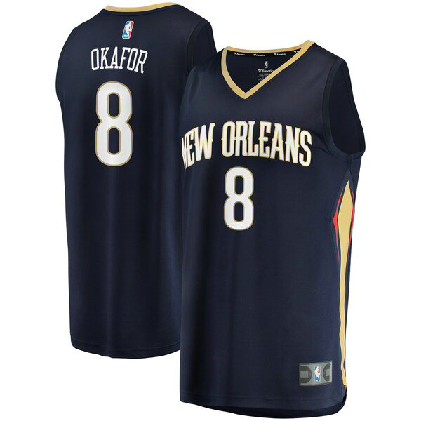 Maillot nba New Orleans Pelicans Icon Edition Homme Jahlil Okafor 8 Bleu marin